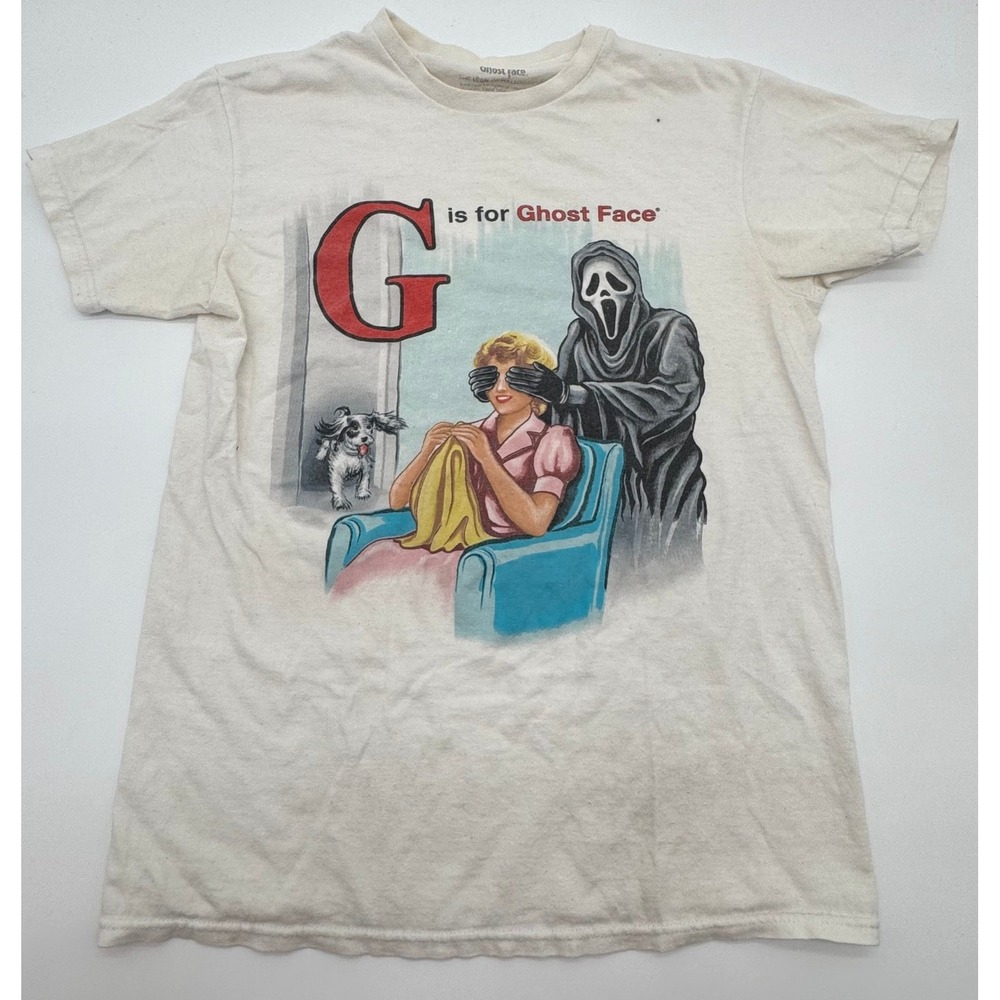 Ghost Face G Is for Ghost Face Graphic T-Shirt White Women's Small Scream
